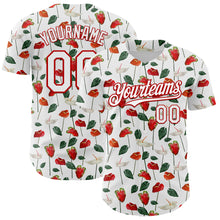 Загрузить изображение в средство просмотра галереи, Custom White Red 3D Pattern Design Tropical Anthurium Flower Authentic Baseball Jersey