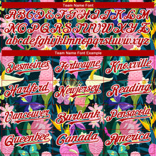 Загрузить изображение в средство просмотра галереи, Custom Black Red-White 3D Pattern Design Tropical Anthurium Flower Authentic Baseball Jersey