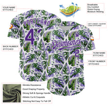 Загрузить изображение в средство просмотра галереи, Custom White Purple 3D Pattern Design Tropical Monstera Authentic Baseball Jersey