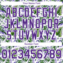 Загрузить изображение в средство просмотра галереи, Custom White Purple 3D Pattern Design Tropical Monstera Authentic Baseball Jersey
