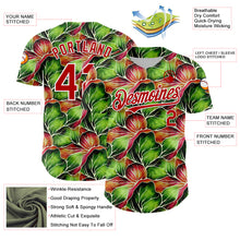 Загрузить изображение в средство просмотра галереи, Custom Black Red-White 3D Pattern Design Tropical Plant Authentic Baseball Jersey