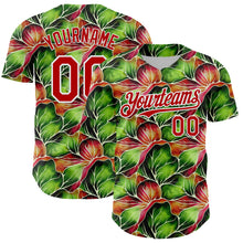 Загрузить изображение в средство просмотра галереи, Custom Black Red-White 3D Pattern Design Tropical Plant Authentic Baseball Jersey