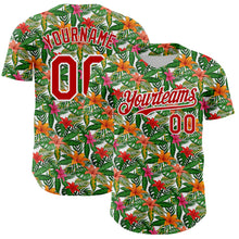 Загрузить изображение в средство просмотра галереи, Custom White Red 3D Pattern Design Tropical Flower Authentic Baseball Jersey
