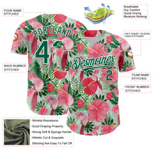 Load image into Gallery viewer, Custom White Kelly Green 3D Pattern Design Tropical Plant And Bird Authentic Baseball Jersey