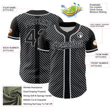 Charger l'image dans la galerie, Custom Black Gray 3D Pattern Design Diagonal Stripes Authentic Baseball Jersey