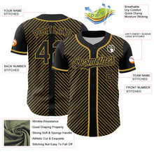 Загрузить изображение в средство просмотра галереи, Custom Black Old Gold 3D Pattern Design Diagonal Stripes Authentic Baseball Jersey