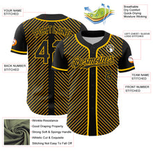 Загрузить изображение в средство просмотра галереи, Custom Black Gold 3D Pattern Design Diagonal Stripes Authentic Baseball Jersey