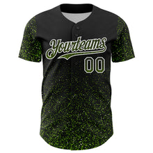 Load image into Gallery viewer, Custom Black Neon Green-White 3D Pattern Design Abstract Colorful Glittering Dot Authentic Baseball Jersey