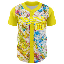 Charger l'image dans la galerie, Custom Light Yellow White 3D Pattern Design Abstract Splatter Art Authentic Baseball Jersey