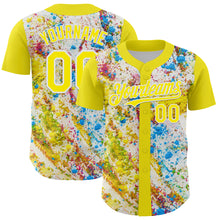 Charger l'image dans la galerie, Custom Light Yellow White 3D Pattern Design Abstract Splatter Art Authentic Baseball Jersey