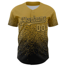 Load image into Gallery viewer, Custom Old Gold Black 3D Pattern Design Gradient Style Irregular Shape Authentic Baseball Jersey