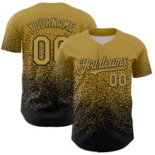 Load image into Gallery viewer, Custom Old Gold Black 3D Pattern Design Gradient Style Irregular Shape Authentic Baseball Jersey