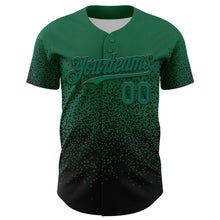Загрузить изображение в средство просмотра галереи, Custom Kelly Green Black 3D Pattern Design Gradient Style Irregular Shape Authentic Baseball Jersey