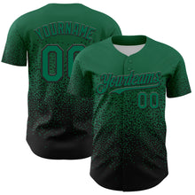 Загрузить изображение в средство просмотра галереи, Custom Kelly Green Black 3D Pattern Design Gradient Style Irregular Shape Authentic Baseball Jersey