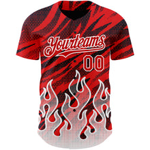 Загрузить изображение в средство просмотра галереи, Custom Red Black-White 3D Pattern Design Flame Authentic Baseball Jersey