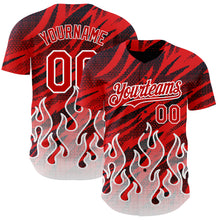 Загрузить изображение в средство просмотра галереи, Custom Red Black-White 3D Pattern Design Flame Authentic Baseball Jersey