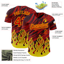 Загрузить изображение в средство просмотра галереи, Custom Red Black-Light Yellow 3D Pattern Design Flame Authentic Baseball Jersey