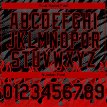 Load image into Gallery viewer, Custom Black Red 3D Pattern Design Flame Authentic Baseball Jersey