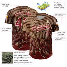 Load image into Gallery viewer, Custom Old Gold Crimson-City Cream 3D Pattern Design Flame Authentic Baseball Jersey