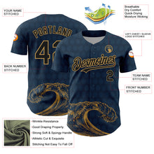 Загрузить изображение в средство просмотра галереи, Custom US Navy Blue Black-Old Gold 3D Pattern Design Wave Authentic Baseball Jersey