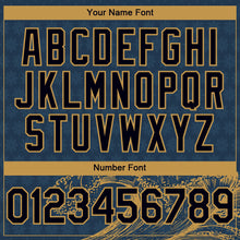 Загрузить изображение в средство просмотра галереи, Custom US Navy Blue Black-Old Gold 3D Pattern Design Wave Authentic Baseball Jersey