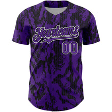 Load image into Gallery viewer, Custom Purple Black-White 3D Pattern Design Abstract Fluid Authentic Baseball Jersey