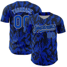 Load image into Gallery viewer, Custom Thunder Blue Black-White 3D Pattern Design Abstract Fluid Authentic Baseball Jersey