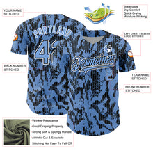 Charger l'image dans la galerie, Custom Light Blue Black-White 3D Pattern Design Abstract Fluid Authentic Baseball Jersey
