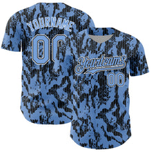 Charger l'image dans la galerie, Custom Light Blue Black-White 3D Pattern Design Abstract Fluid Authentic Baseball Jersey