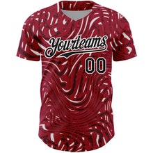 Загрузить изображение в средство просмотра галереи, Custom Crimson Black-White 3D Pattern Design Abstract Fluid Authentic Baseball Jersey