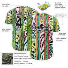 Load image into Gallery viewer, Custom Kelly Green Black-White 3D Pattern Design Animal Fur Print With Leaves Authentic Baseball Jersey