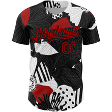 Laden Sie das Bild in den Galerie-Viewer, Custom Black Red-White 3D Pattern Design Flower Authentic Baseball Jersey