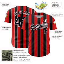 Laden Sie das Bild in den Galerie-Viewer, Custom Red Black-White 3D Pattern Design Stripe Authentic Baseball Jersey