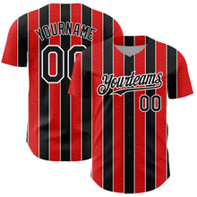 Laden Sie das Bild in den Galerie-Viewer, Custom Red Black-White 3D Pattern Design Stripe Authentic Baseball Jersey