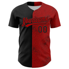 Загрузить изображение в средство просмотра галереи, Custom Red Black 3D Pattern Design Gothic Style Rose Authentic Baseball Jersey