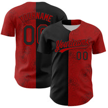 Загрузить изображение в средство просмотра галереи, Custom Red Black 3D Pattern Design Gothic Style Rose Authentic Baseball Jersey