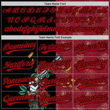 Загрузить изображение в средство просмотра галереи, Custom Crimson Black-Red 3D Pattern Design Gothic Style Gun With Rose Authentic Baseball Jersey