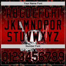 Load image into Gallery viewer, Custom Black Red 3D Pattern Design Gothic Style Skull With Rose And Gun Authentic Baseball Jersey