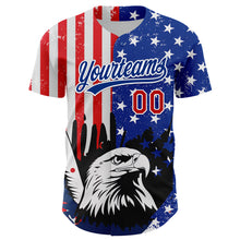 Загрузить изображение в средство просмотра галереи, Custom White Red-Royal 3D American Flag Eagle And Star Authentic Baseball Jersey