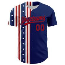 Загрузить изображение в средство просмотра галереи, Custom US Navy Blue Red 3D American Flag And Star Authentic Baseball Jersey