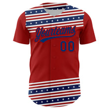 Загрузить изображение в средство просмотра галереи, Custom Red US Navy Blue 3D American Flag And Star Authentic Baseball Jersey