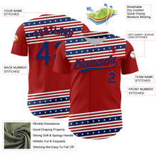 Загрузить изображение в средство просмотра галереи, Custom Red US Navy Blue 3D American Flag And Star Authentic Baseball Jersey