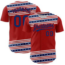Загрузить изображение в средство просмотра галереи, Custom Red US Navy Blue 3D American Flag And Star Authentic Baseball Jersey