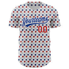 Laden Sie das Bild in den Galerie-Viewer, Custom White Red-Royal 3D Pattern Design Star Authentic Baseball Jersey