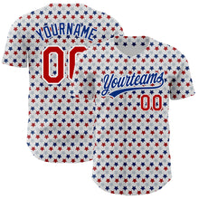 Laden Sie das Bild in den Galerie-Viewer, Custom White Red-Royal 3D Pattern Design Star Authentic Baseball Jersey