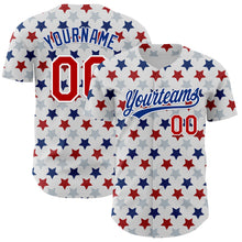 Laden Sie das Bild in den Galerie-Viewer, Custom White Red-Royal 3D Pattern Design Star Authentic Baseball Jersey