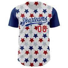 Laden Sie das Bild in den Galerie-Viewer, Custom White Red-Royal 3D Pattern Design Star Authentic Baseball Jersey