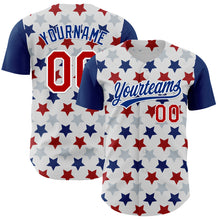 Laden Sie das Bild in den Galerie-Viewer, Custom White Red-Royal 3D Pattern Design Star Authentic Baseball Jersey