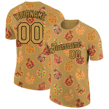 Charger l'image dans la galerie, Custom Old Gold Black 3D Pattern Design Food Pizza Performance T-Shirt