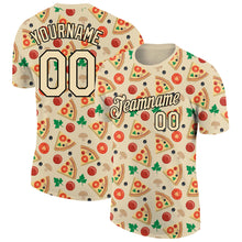 Load image into Gallery viewer, Custom City Cream Black 3D Pattern Design Food Pizza Performance T-Shirt